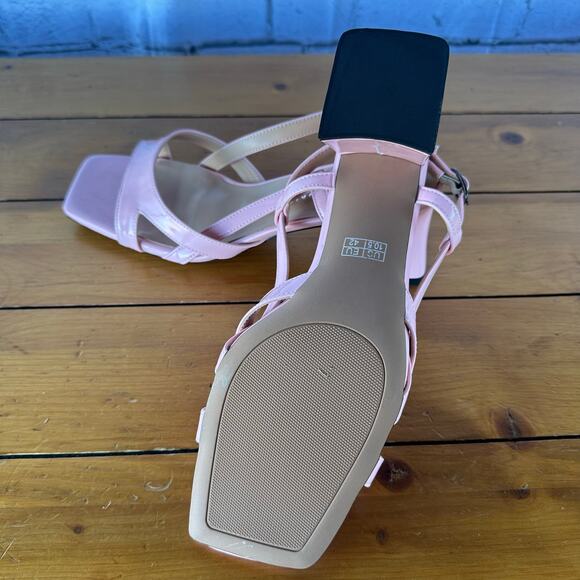 New Wayderns Light Pink Patent Block Heel Slingback Sandals Size 10.5 No Box - Picture 6 of 9